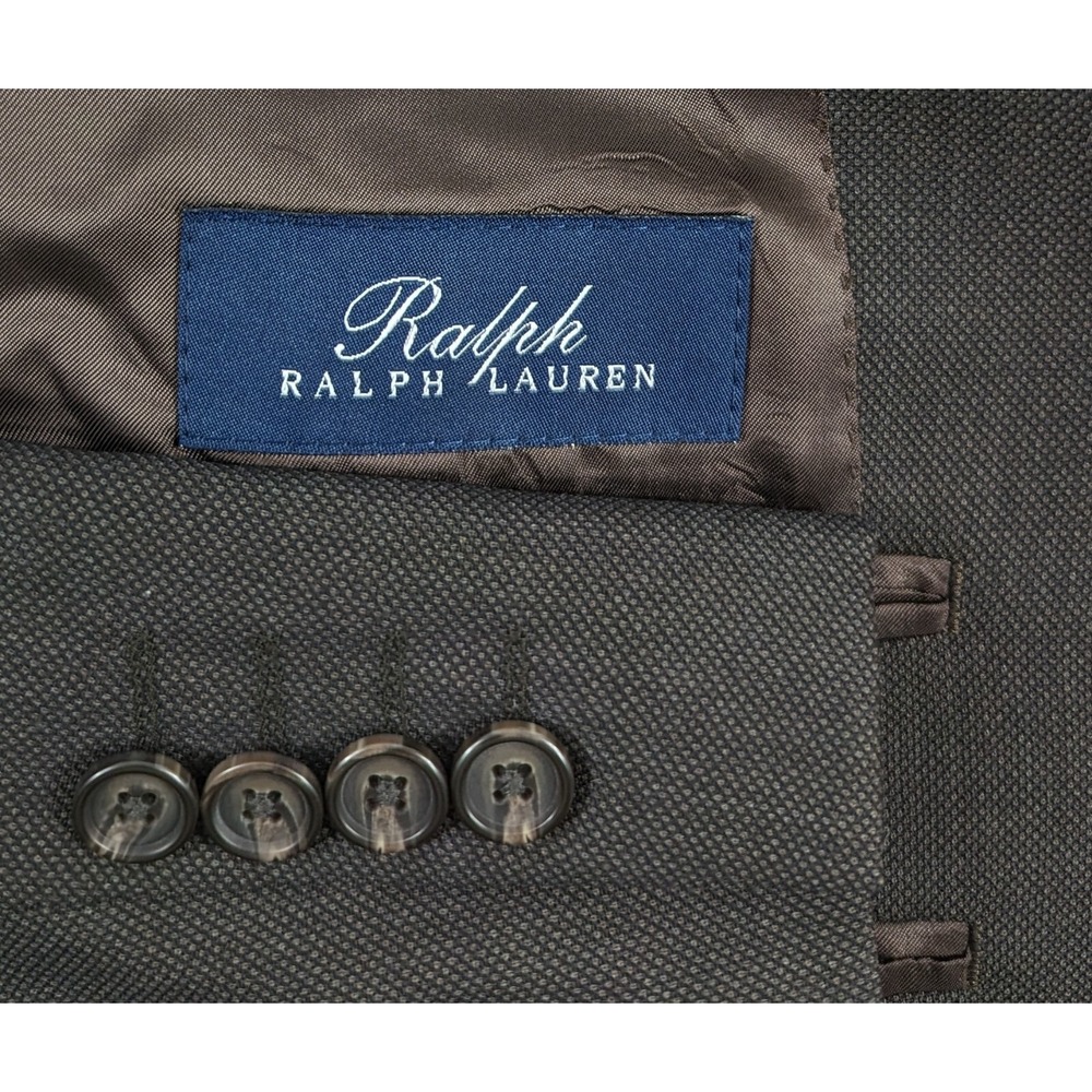 Ralph Lauren Wool Blazer‎ Brown Birds Eye 2 Button Suit Jacket Sport Coat 42L